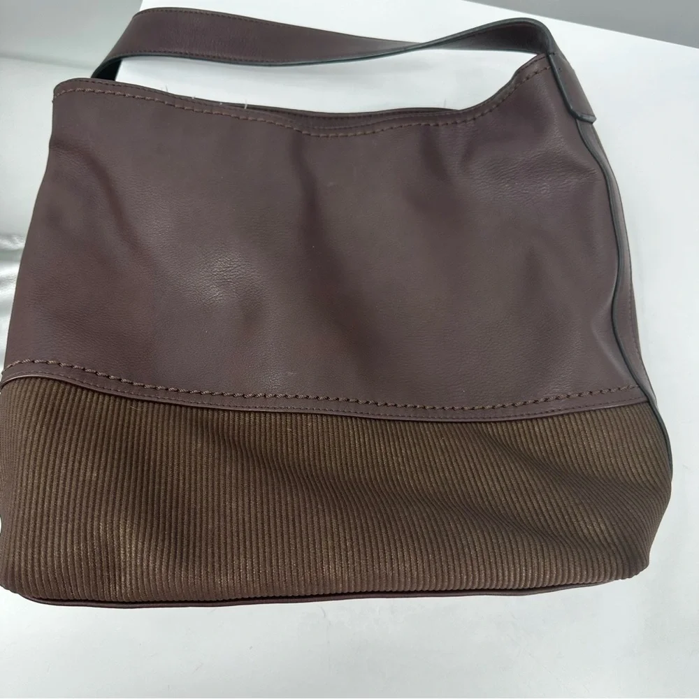Sondra Roberts Vegan Leather Shoulder Bag Corduroy Hardware Tassel | Bin B